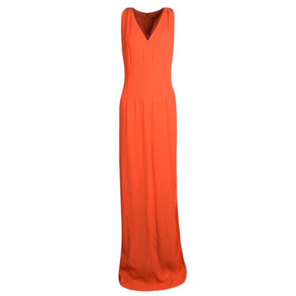 Hugo Boss IT40 US 4 Dallisia maxi formal cocktail Dress Orange Sleeveless V-Neck
